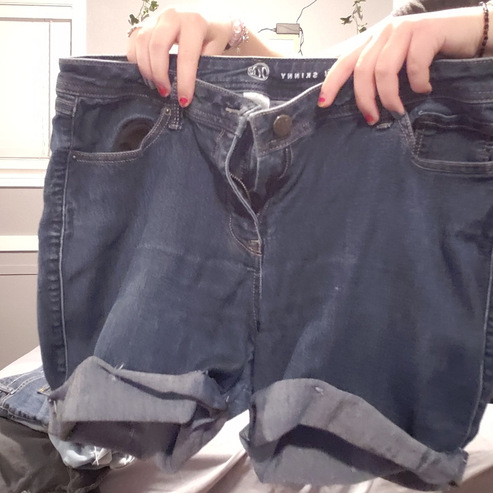 dark washed jean shorts